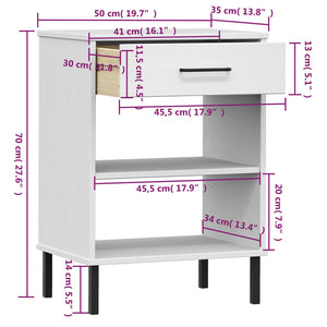 Konsolenschrank OSLO mit Metallbeinen Weiß Massivholz Kiefer Stilecasa