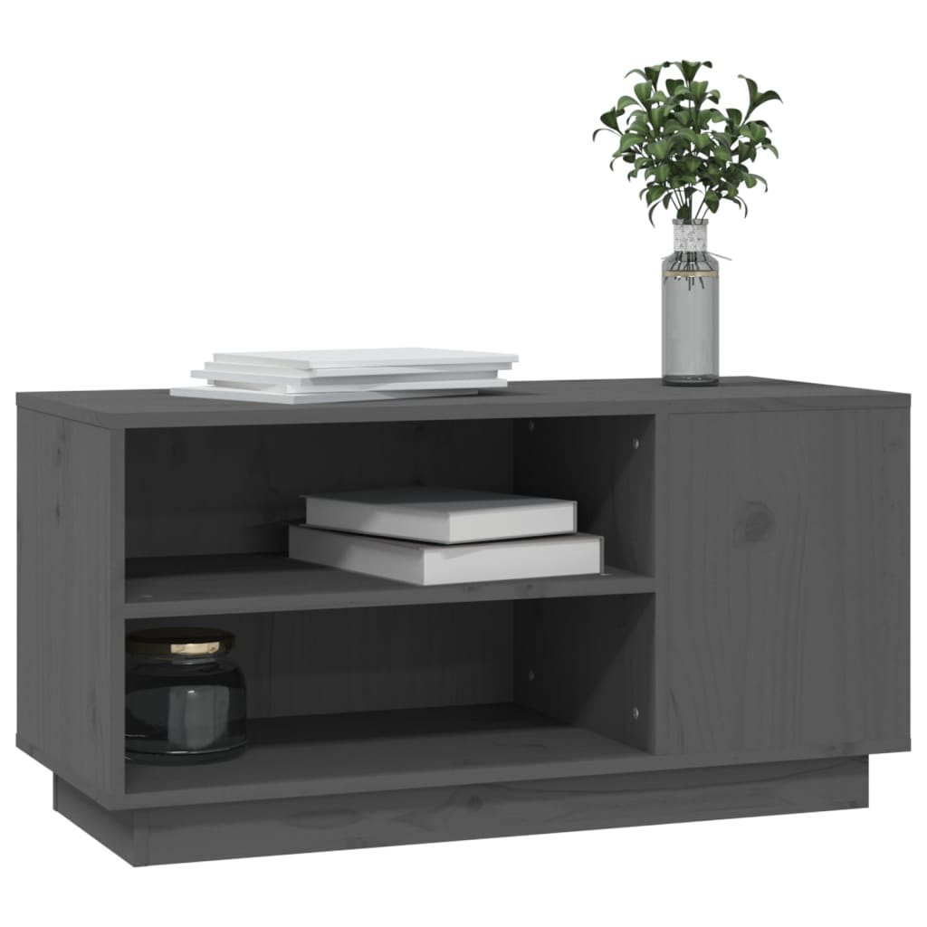 vidaXL TV-Schrank Grau 80x35x40,5 cm Massivholz Kiefer