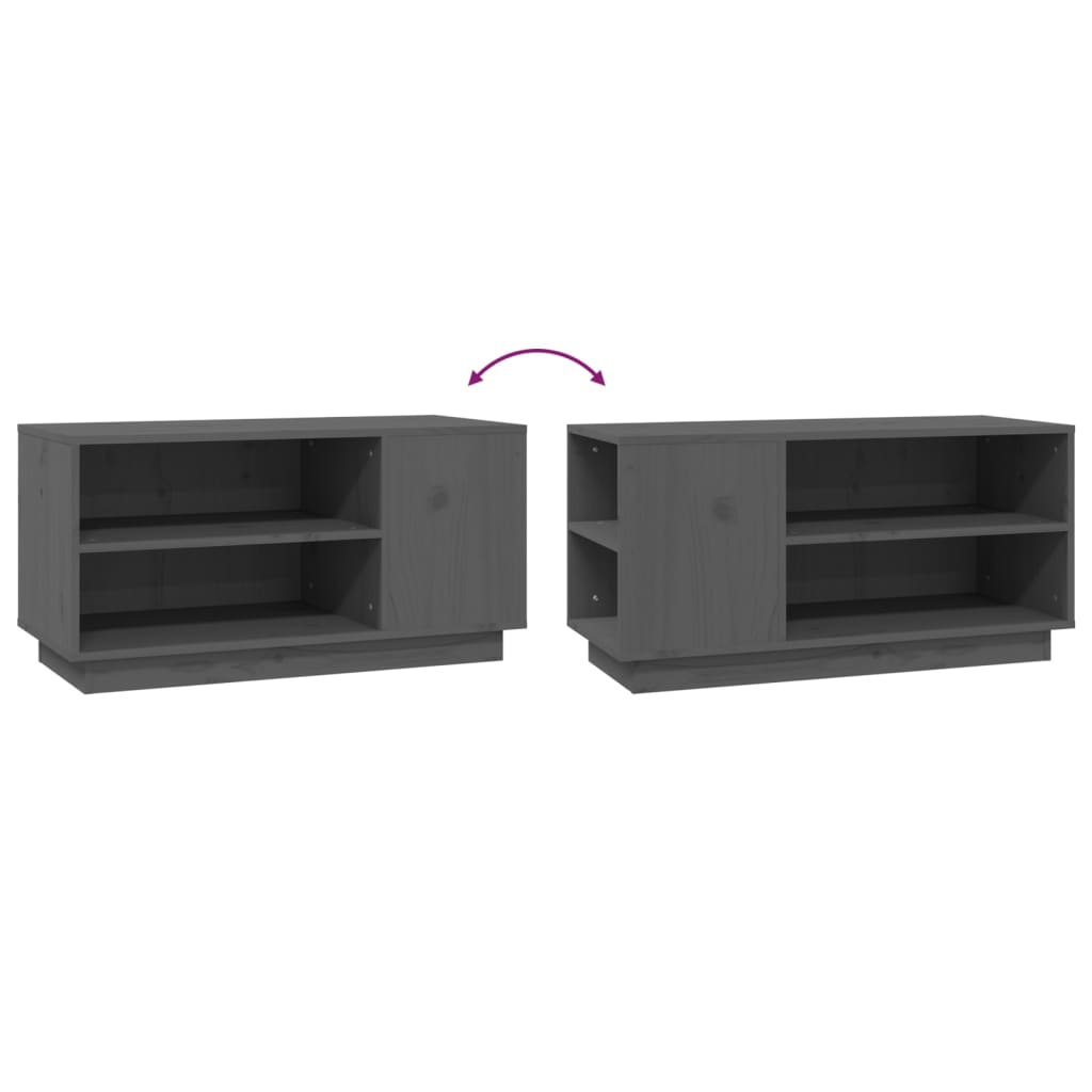 vidaXL TV-Schrank Grau 80x35x40,5 cm Massivholz Kiefer