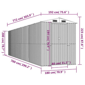 vidaXL Geräteschuppen Anthrazit 192x772x223 cm Verzinkter Stahl