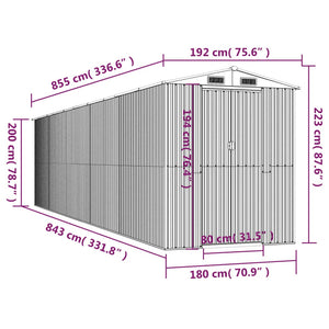 vidaXL Geräteschuppen Anthrazit 192x855x223 cm Verzinkter Stahl