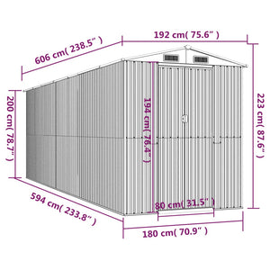 vidaXL Geräteschuppen Dunkelbraun 192x606x223 cm Verzinkter Stahl