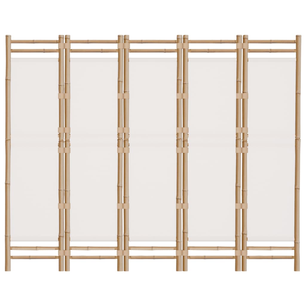 vidaXL 5-tlg. Paravent Faltbar 200 cm Bambus und Canvas