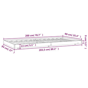 vidaXL Massivholzbett ohne Matratze Weiß 90x200 cm Kiefernholz