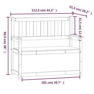 vidaXL Sitzbank Weiß 112,5x51,5x96,5 cm Massivholz Kiefer