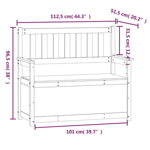 vidaXL Sitzbank Honigbraun 112,5x51,5x96,5 cm Massivholz Kiefer