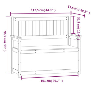 vidaXL Sitzbank Schwarz 112,5x51,5x96,5 cm Massivholz Kiefer