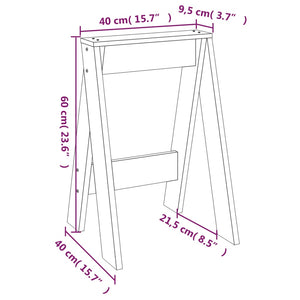 vidaXL Hocker 2 Stk. Grau 40x40x60 cm Massivholz Kiefer