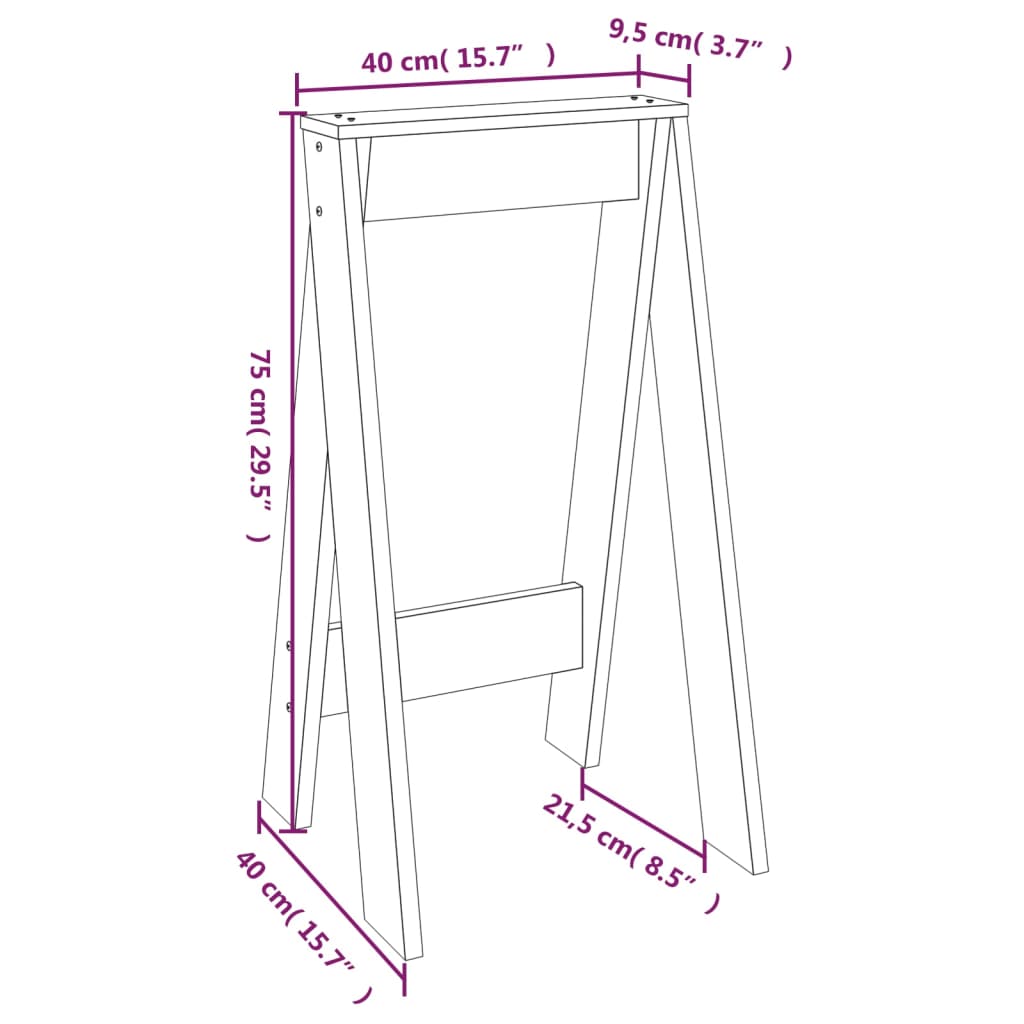 vidaXL Hocker 2 Stk. Grau 40x40x75 cm Massivholz Kiefer