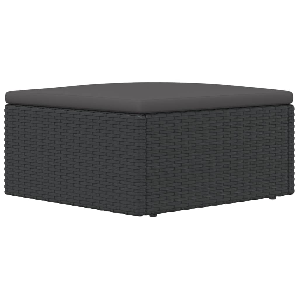 vidaXL Gartenhocker mit Kissen Schwarz Poly Rattan