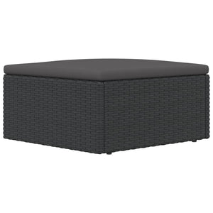 vidaXL Gartenhocker mit Kissen Schwarz Poly Rattan