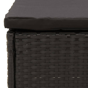 vidaXL Gartenhocker mit Kissen Schwarz Poly Rattan