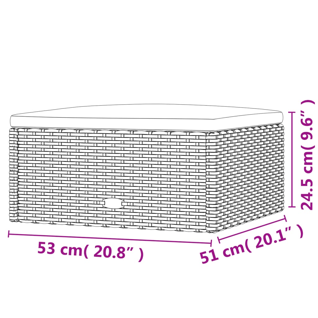 vidaXL Gartenhocker mit Kissen Schwarz Poly Rattan