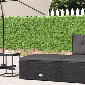 vidaXL Gartenhocker mit Kissen Schwarz Poly Rattan