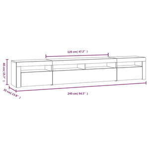 vidaXL TV-Schrank mit LED-Leuchten Weiß 240x35x40 cm