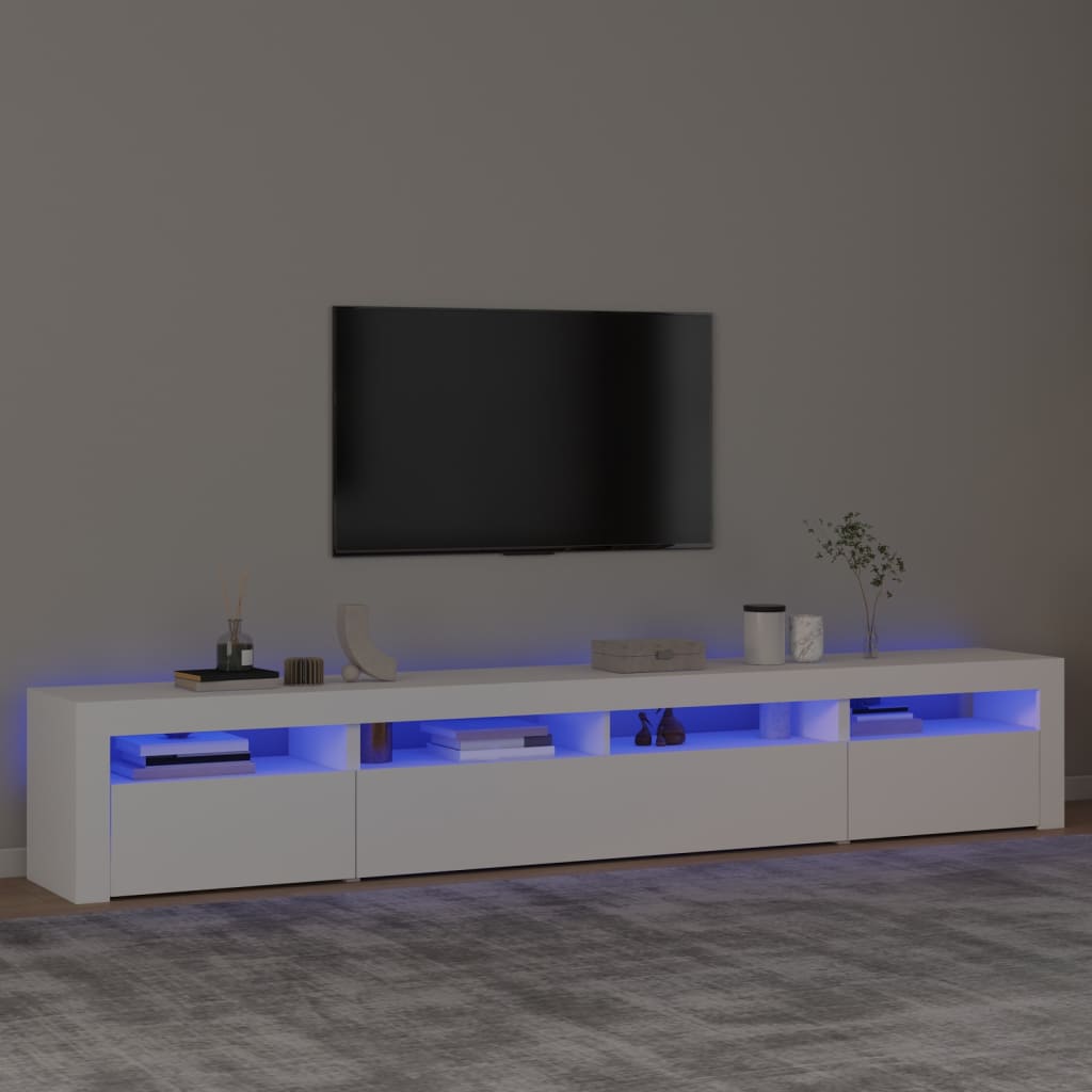 vidaXL TV-Schrank mit LED-Leuchten Weiß 240x35x40 cm