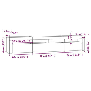 TV-Schrank mit LED-Leuchten Grau Sonoma 210x35x40 cm Stilecasa