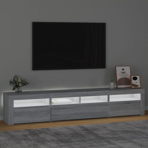 TV-Schrank mit LED-Leuchten Grau Sonoma 210x35x40 cm Stilecasa