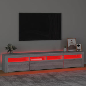 TV-Schrank mit LED-Leuchten Grau Sonoma 210x35x40 cm Stilecasa