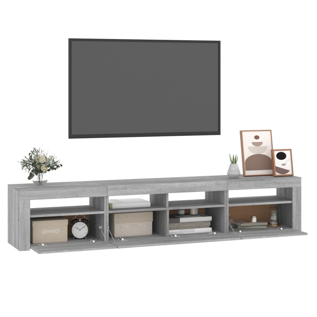 TV-Schrank mit LED-Leuchten Grau Sonoma 210x35x40 cm Stilecasa