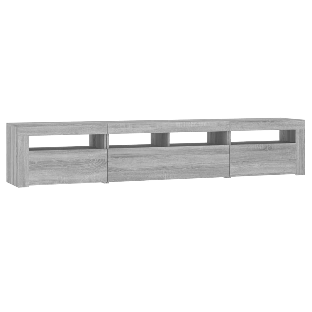 TV-Schrank mit LED-Leuchten Grau Sonoma 210x35x40 cm Stilecasa