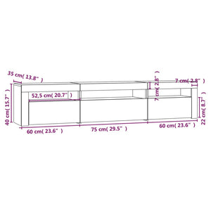 TV-Schrank mit LED-Leuchten Betongrau 195x35x40 cm Stilecasa