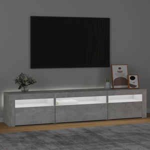 TV-Schrank mit LED-Leuchten Betongrau 195x35x40 cm Stilecasa