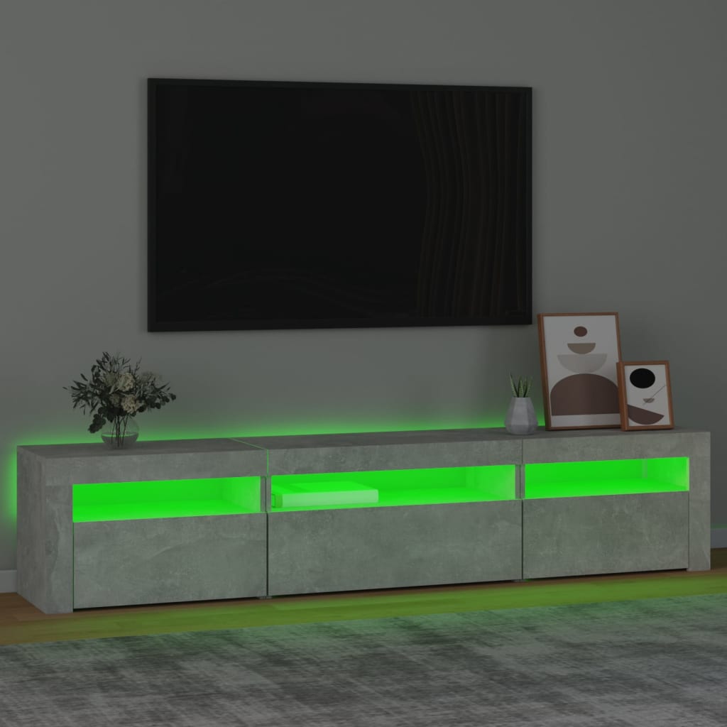 TV-Schrank mit LED-Leuchten Betongrau 195x35x40 cm Stilecasa