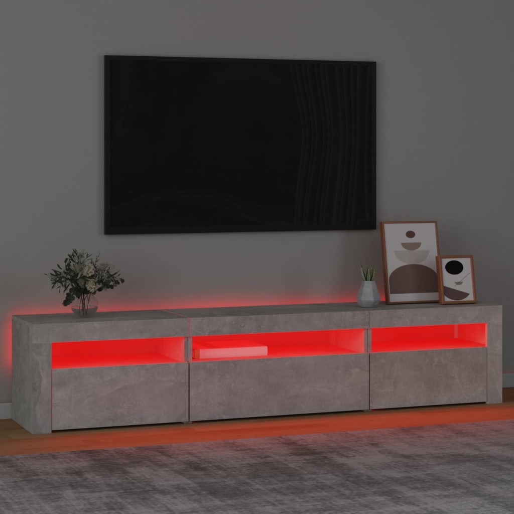 TV-Schrank mit LED-Leuchten Betongrau 195x35x40 cm Stilecasa