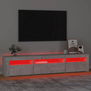 TV-Schrank mit LED-Leuchten Betongrau 195x35x40 cm Stilecasa