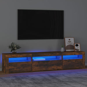 vidaXL TV-Schrank mit LED-Leuchten Räuchereiche 195x35x40 cm