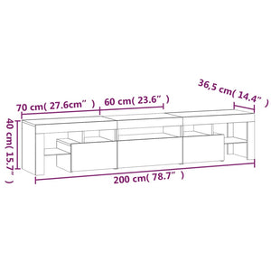 TV-Schrank mit LED-Leuchten Räuchereiche 200x36,5x40 cm Stilecasa