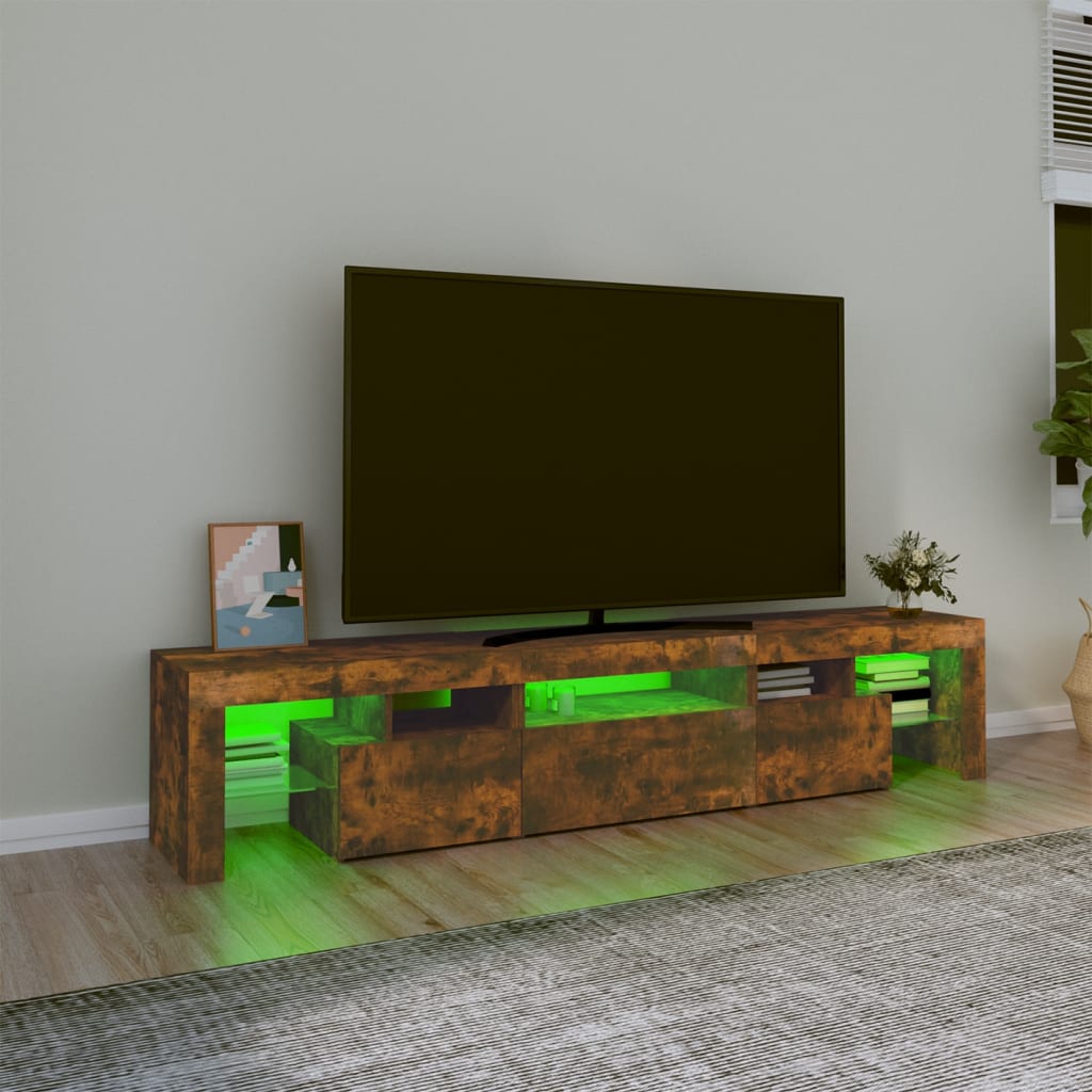 TV-Schrank mit LED-Leuchten Räuchereiche 200x36,5x40 cm Stilecasa