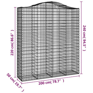 Gabione mit Hochbogen 200x50x220/240 cm Verzinktes Eisen