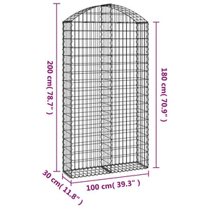 Gabione mit Hochbogen 100x30x180/200 cm Verzinktes Eisen Stilecasa