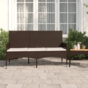 vidaXL Gartenbank 3-Sitzer mit Kissen Braun Poly Rattan