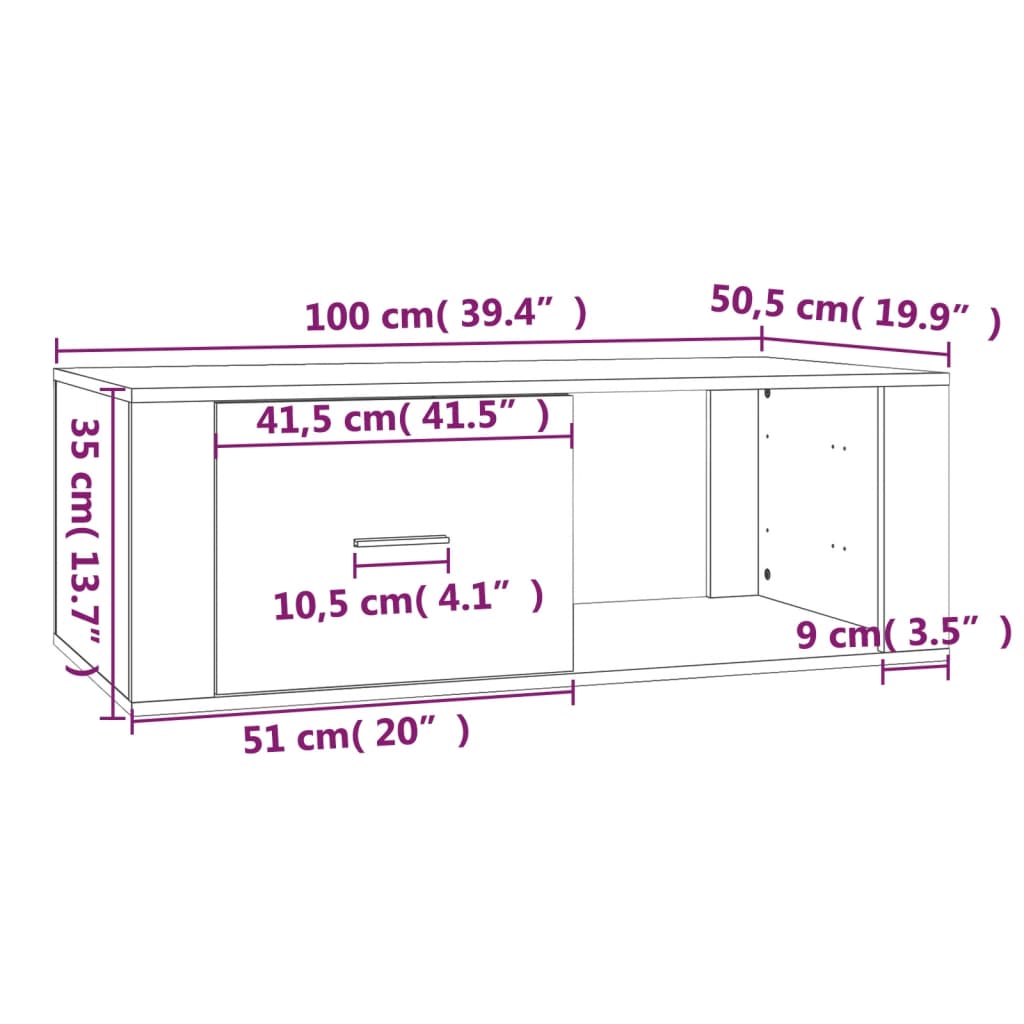 vidaXL Couchtisch Hochglanz-Weiß 100x50,5x35 cm Holzwerkstoff