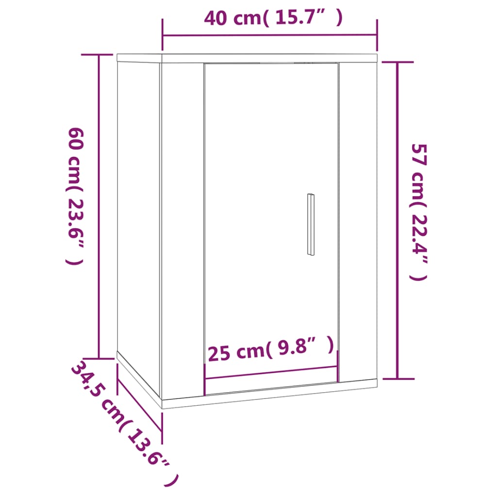 vidaXL TV-Wandschrank Weiß 40x34,5x60 cm