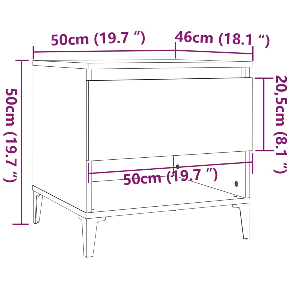 vidaXL Beistelltisch Betongrau 50x46x50 cm Holzwerkstoff