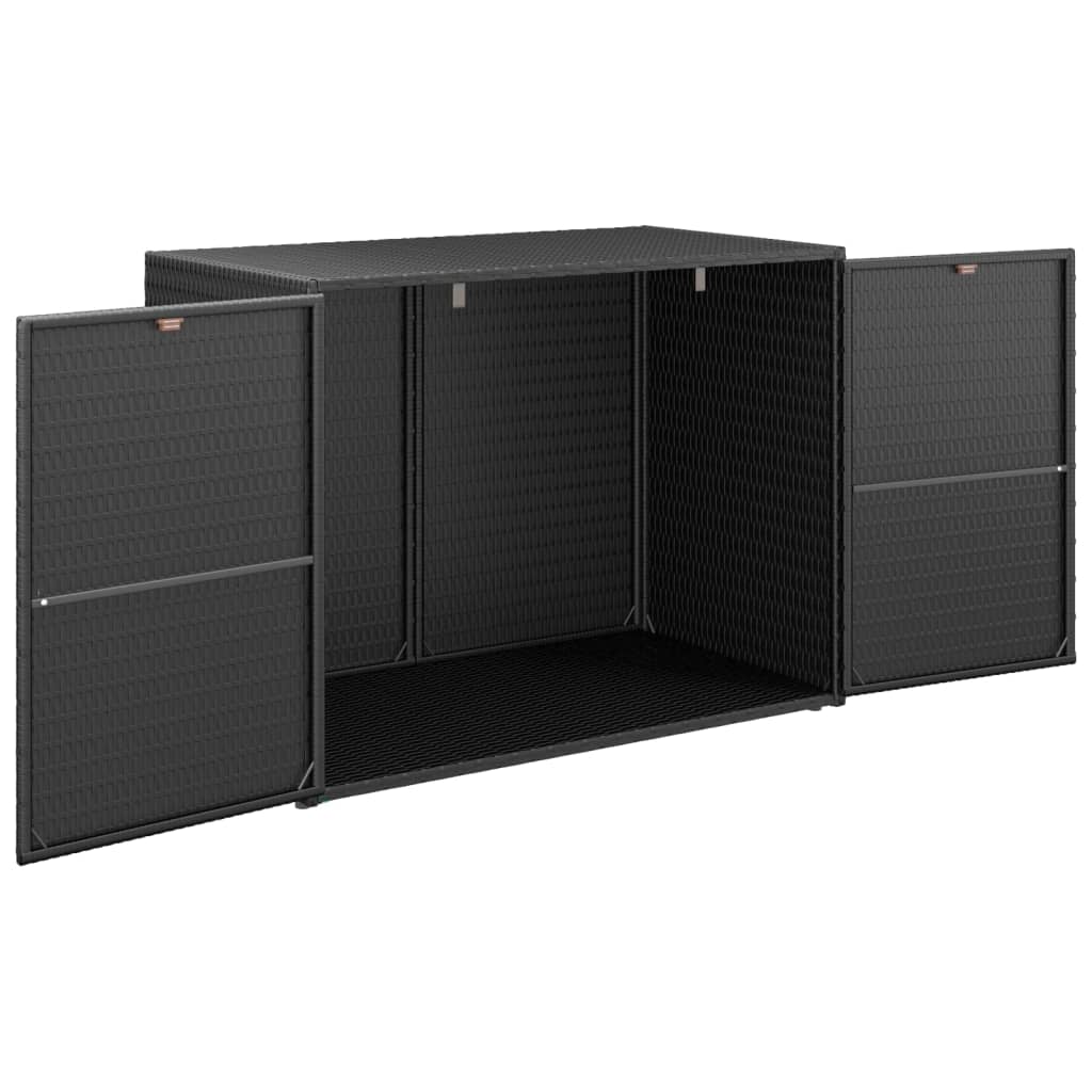 vidaXL Gartenschrank Schwarz 100x55,5x80 cm Poly Rattan