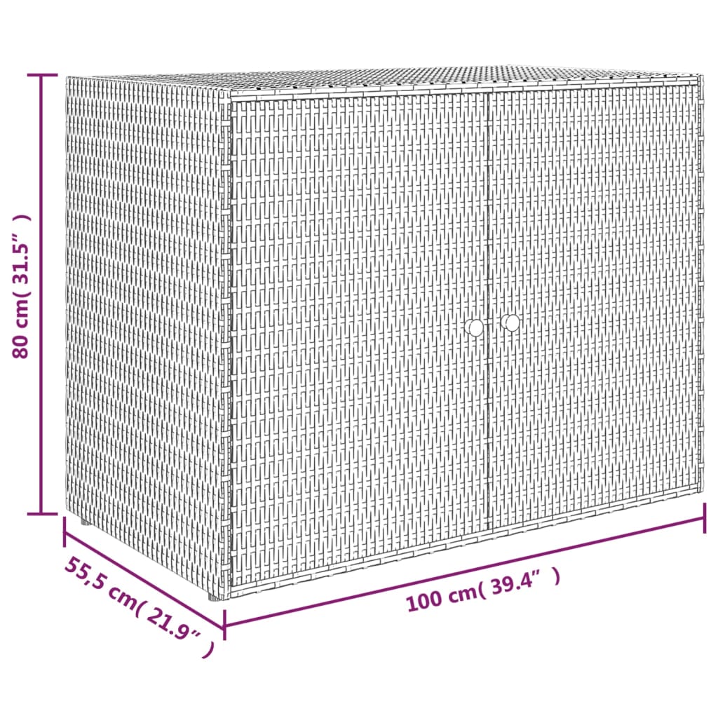 vidaXL Gartenschrank Schwarz 100x55,5x80 cm Poly Rattan