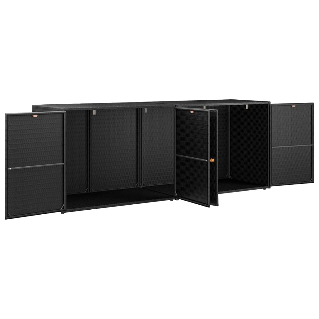 vidaXL Gartenschrank Schwarz 198x55,5x80 cm Poly Rattan