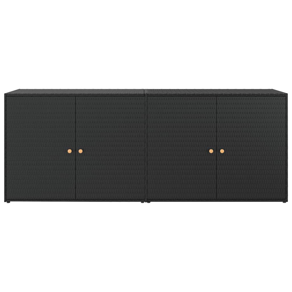 vidaXL Gartenschrank Schwarz 198x55,5x80 cm Poly Rattan