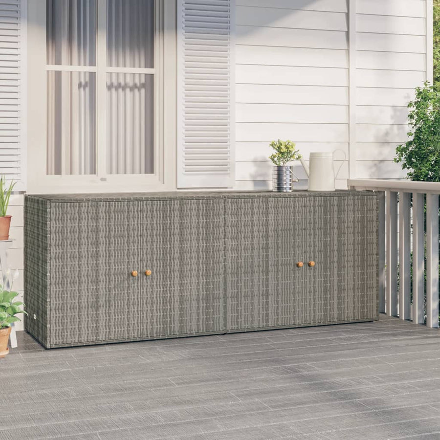 Gartenschrank Grau 198x55,5x80 cm Poly Rattan Stilecasa