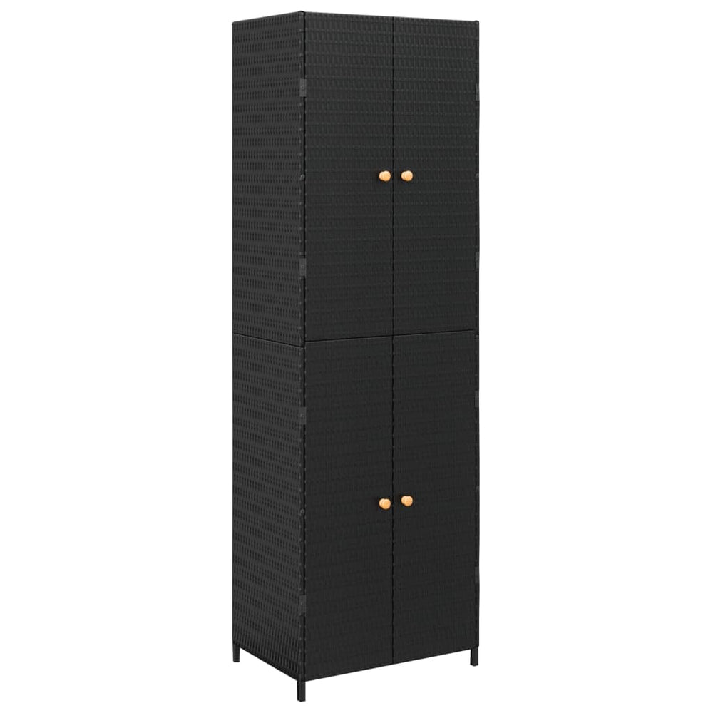 Gartenschrank Schwarz 59x40x180 cm Poly Rattan Stilecasa