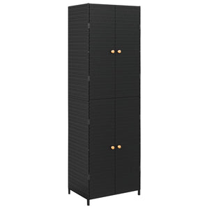 Gartenschrank Schwarz 59x40x180 cm Poly Rattan Stilecasa