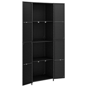 Gartenschrank Schwarz 59x40x180 cm Poly Rattan Stilecasa