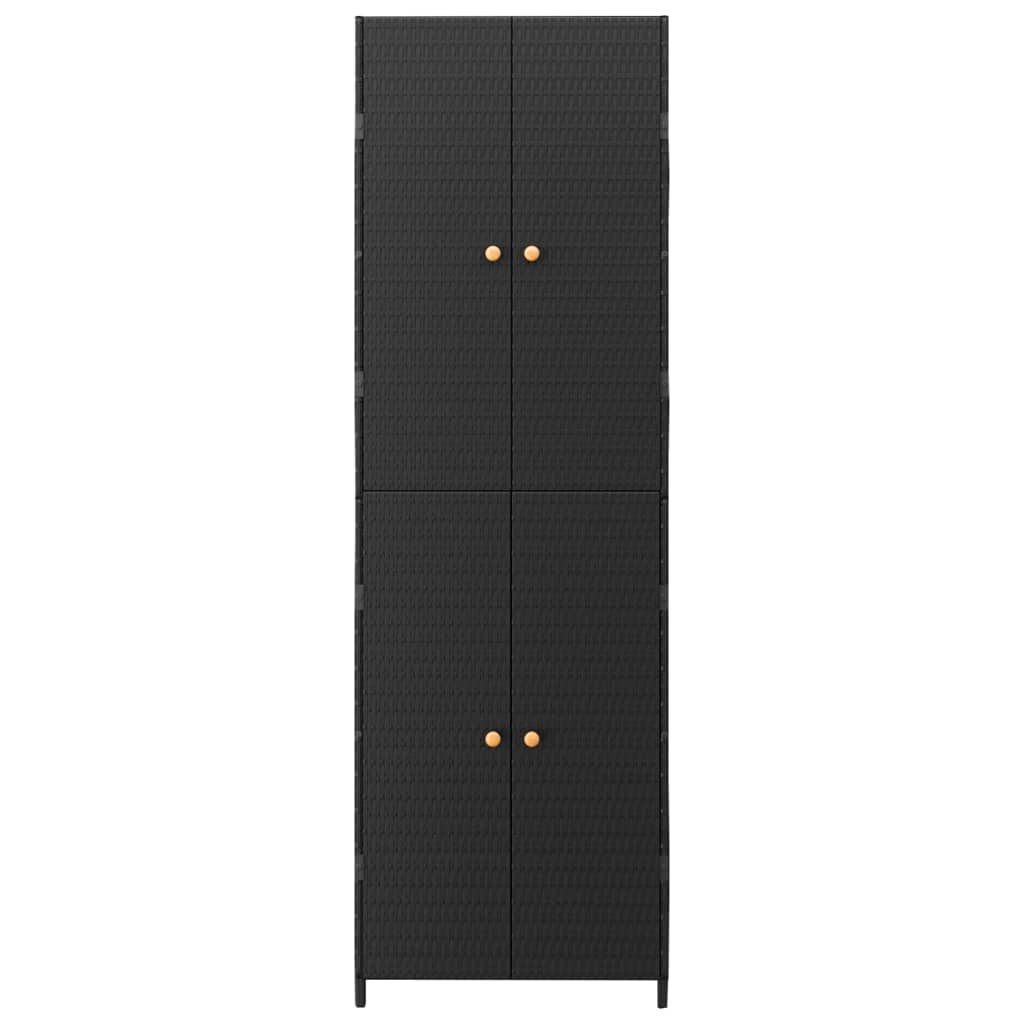 Gartenschrank Schwarz 59x40x180 cm Poly Rattan Stilecasa