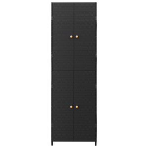 Gartenschrank Schwarz 59x40x180 cm Poly Rattan Stilecasa