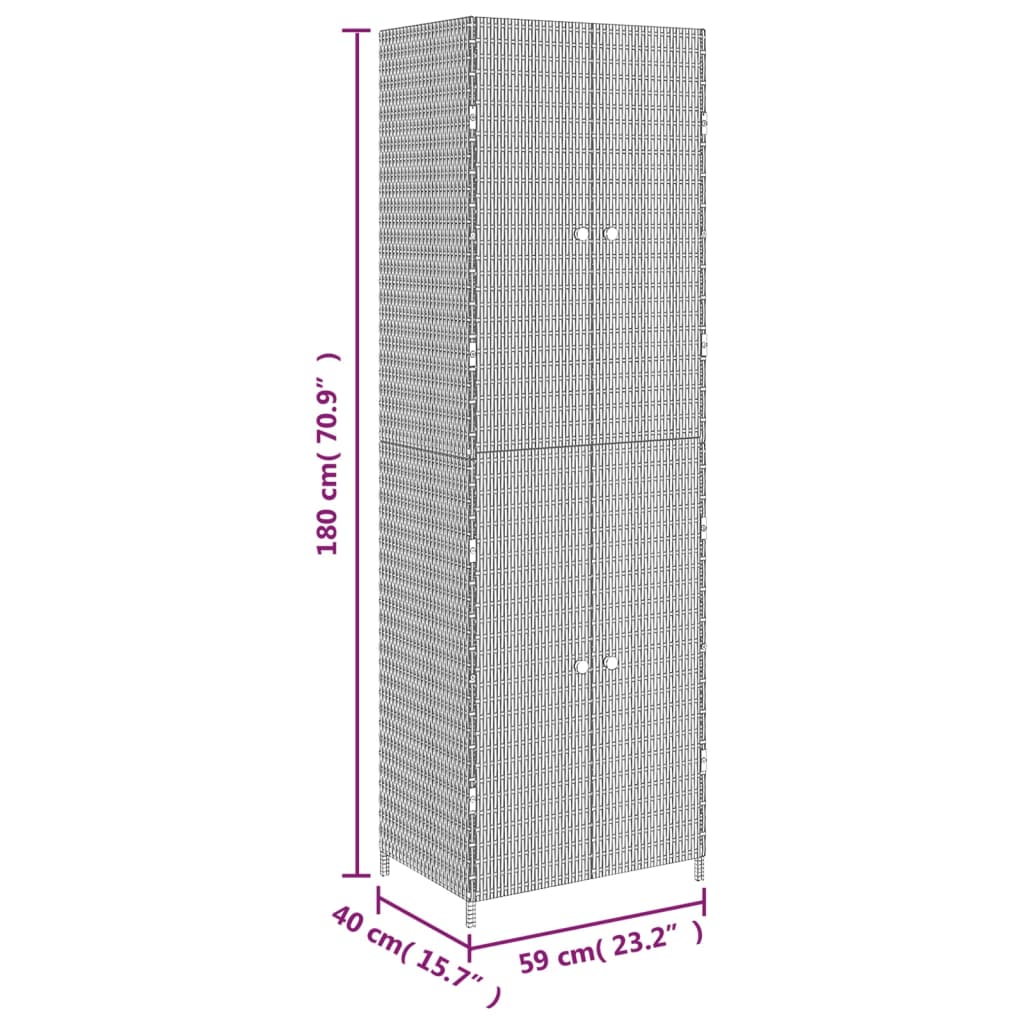 Gartenschrank Schwarz 59x40x180 cm Poly Rattan Stilecasa